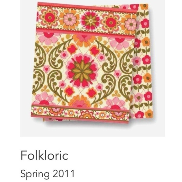 VERA BRADLEY Folkloric Double ID Wristlet Pink Green Floral Travel 2011 Lippies - Picture 13 of 13